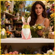 Gnome Statues Easter Bunny Resin Cute Table Centerpiece with Bow and Ears Outdoor Gnomes for Outside