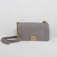 CHANEL Boy25 灰色荔枝皮