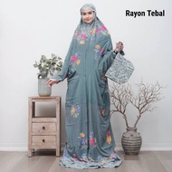 Mukena Lajuran Batik Cap Standar Besar Rayon Santung FREE Tas Nyaman Muslim Motif BATIK HIMA COLLECT
