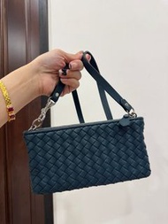 Bottega Veneta BV Nappa 汽油藍 綠 編織 手拿包 零錢包 斜背包 肩背包 皮包 皮夾 長夾