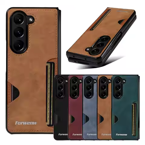 Leather Case For Samsung Galaxy Z Fold 7 6 5 4 3 ZFold7 Fold7 Fold6 Fold5 Fold4 Fold3 Card Slots Car