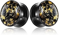 1 Pair Classic Ear Gauges Shiny Shards Design for Stretched Ears Hypoallergenic 316 Stainless Steel 