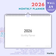 Monthly Planner 2026 | A4 | Walls | Calendar