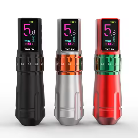 ROKYO Professional Wireless Tattoo Machine Pen Adjustable Stroke 2.4-4.2mm Cartridge 2000mAh Swiss C