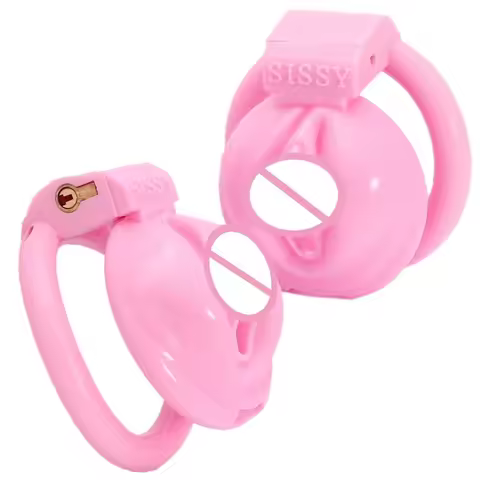 FREDORCH Nylon 3D Printed Lightweight Pink Cage Male Chastity Devices Lock 4 Rings Virginity for Sis