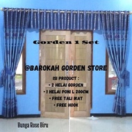 Hordeng 1 Set Gorden Satu Paket Buat Ruang Tamu Bahan Blackout Import Original Motip Bunga jendela p