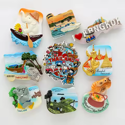 Thailand Pattaya elephant Shrimp soup 3D magnetic refrigerator paste souvenir Bangkok fridge magnets