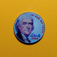 COLORED COIN 5 Cent USA 2006 - Thomas Jefferson (two sides)