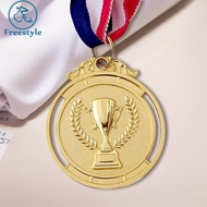 10Pcs Gold/Silver/Bronze Medal Award Medals with Neck Ribbon Metal Winner Medals Trophy Pattern Comp