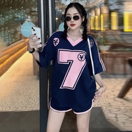 Summer New Sports Basketball T-shirt No. 7 Unisex OverSize V-neck Loose T-shirt Men's and Women's Sw