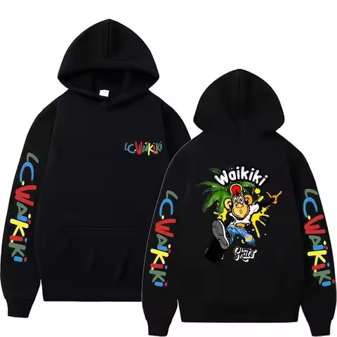Lc Waikiki Monkey Skateboard Graphic Hoodie Autumn Winter Men Women Funny Casual Sweatshirt Unisex F
