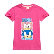 Sonic The Hedgehog หญิงชายแขนสั้นเสื้อยืดแฟชั่น Bottoming เสื้อเสื้อยืดสบาย T1597A ฤดูร้อนเด็กเสื้อผ้า