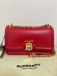 Burberry/博柏利TB 皮革迷你專屬標誌 鏈條鎖扣包 (亮红色) - 女士(低於三折)