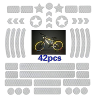 TWiyo 42PCS Bicycle Body Reflective Sticker Night Safety Grid Stripe Stickers Warning Strip MTB Scooter Helmet Body Reflective Sticker