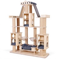Hardwood Cat Tree Multi-Level Cat Condo Luxury Cat Furniture for Indoor felines Space-Efficient Clim
