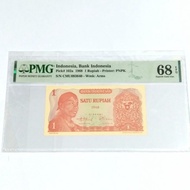 Uang Kertas Kuno 1 Rupiah 1968 Sudirman Serti PMG 68 EPQ