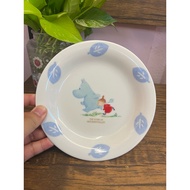 Small Plate Moomin by Yamaka Divided Blue Leaf Pattern Size 6.5 (MM0702)