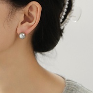 สีเทาทองคำขาวต่างหูแบบหนีบไข่มุก Shijia ต่างหูแบบแป้นกันยุงเรียบง่ายหรูหราเบาๆสำหรับผู้หญิงไม่มีรูหู