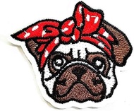 Nipitshop Patches Head Dog with Red Bow Animals Kids Cartoon Embroidered Iron on Applique Patches fo