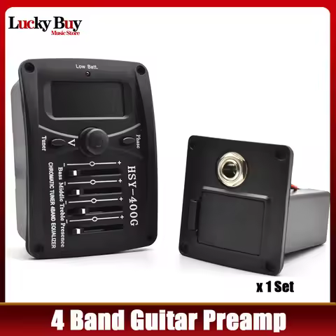HSY-400G Guitar Pickup Acoustic Guitar Pickup 4 Bands EQ Equalizer Preamp Piezo Pickup with LCD Tune