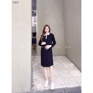 B2 Mum autumn-winter maternity dress made of thick zip, heavy sleeves, dynamic polo neck V611