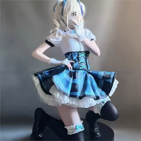 Anime Aikatsu! Cosplay Todo Yurika Cosplay Costume Women Cute Lolite Blue Dress Todo Yurika Wig Cosp