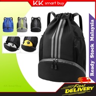 Beg Galas tali Drawstring Backpack String Swim Swimming Basket Ball Gym Bag with Shoes Compartment S