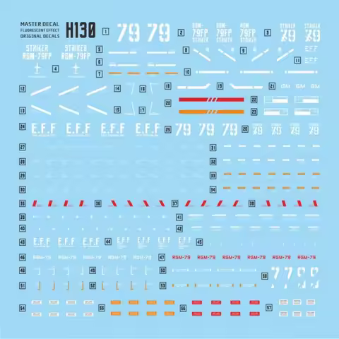 Master Decal H130 for HGUC Striker GM RGM-79FP Fluorescent Effect Model Water Sticker DIY Accessorie