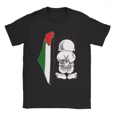 Handala Palestine T-Shirt Summer Palestinian T-Shirts Men Cotton Round Neck Oversized Tees Short Sle