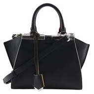 Pre-owned FENDI Petite Troisur handbag, 2-way shoulder bag, 8BH333, made in Italy from black leather