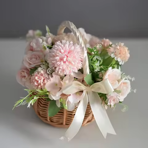 Woven Flower Basket Rattan Storage Basket Flower Girl Hand Basket Handmade Flower Basket For Home We