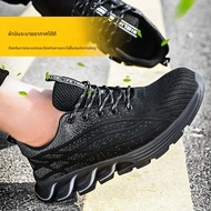 ผู้ชายBreathable Steel Toeรองเท้าทํางานถักความปลอดภัยรองเท้าAnti Crushและเจาะสวมใส่รองเท้ากันลื่นCro