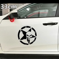 Skull sticker black 33 x 30 cm star skull Punisher sticker skull car