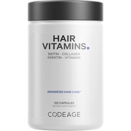 Vitamin Rambut Codeage 10000 mcg Biotin, Keratin, Kolagen, Vitamin A, B12, C, D3, E, Zink, Kunyit, P