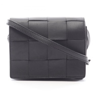 【二手】Bottega BOTTEGA VENETA Maxi Intrecciato 斜背肩背包 574051 黑色皮革 Cassette 迷你女士包