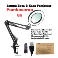 LED Reading Lamp Magnifying Glass 8x Table Clamp model 12w Table Lamp