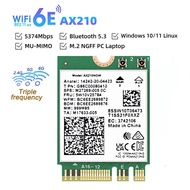 WiFi 6E AX210 Bluetooth 5.3 M.2 Kad Wayarles 5374Mbps 2.4Ghz 5Ghz 6Ghz 802.11ax Penyesuai Wifi Untuk