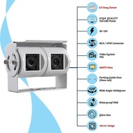 R RCA Car Dual-Lens Reversing Camera Adjustable Angle RV Rearview CCD Truck Bus HD Night Vision Myst