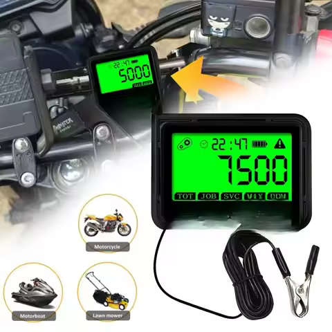 Replaceable Motorcycle Tachometer Digital Big Screen Display 0-18000 Gauge Tach Hour Meter For Boat 