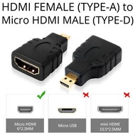 Micro HDMI Adapter - HDMI Female (Type-A) to Micro HDMI Male (Type-D) Gold Plated Connector Converte