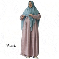 Gamis Syari Set Khimar Jumbo Terbaru Maxi Dress Pengajian Formal Jubah Wanita Muslimah Resleting Dad