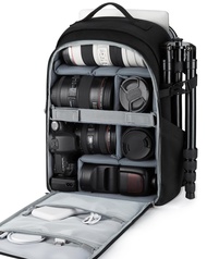 BAGSMART Camera Bag Backpack, DSLR SLR Camera Backpack Fits up to 15.6" Laptop, Anti-Theft Camera Ca