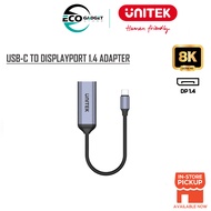 UNITEK USB-C To DP1.4 8K 60Hz Adapter resolutions up to 4K@144Hz or 8K@60Hz