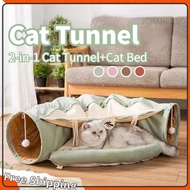 【Free Shipping】Pet Tunnel Dog Cat Tunnel with Bed Cushion 2-In-1 Cat Bed Cat Tunnel