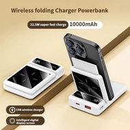 SG SELLER-Powerbank Fast Charging with Stand 10000mAh Magnetic Wireless Fast Charging PD 22.5W Foldable Portable Powerbank for iPhone/Samsung/Xiaomi