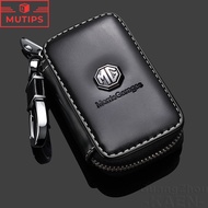 MG Car Logo Key Bag Leather Key Case Holder Keychain Organizer Zipper Cover For HS ZS EP MG5 MG3 MG4