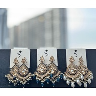 DHWANI Jhumka Earrings | Antique Gold Bridal Style Earrings with Pearl Drops | Indian Traditional Je