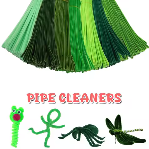 200 Pieces Green Pipe Cleaners Chenille Stem, Solid Color Pipe Cleaners Set for Pipe Cleaners DIY Ar