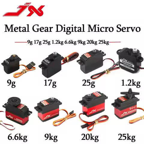 JX Digital Micro Servo 9g 17g 25g 1.2kg 6.6kg 9kg 20kg 25kg Metal Gear for RC Car Robot Airplane Air