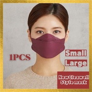 [KOREA MASK] New Clean Well KF94 Mask Large- Red Wine/1PCS/KF94 KOREA MASK/4ply  kf94 mask/KF94 MASK